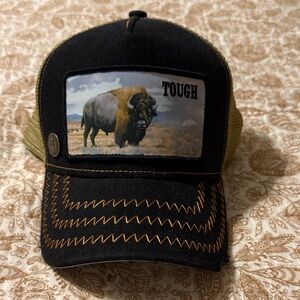 Goorin Bros Yellow and Gold Mesh Trucker Hat with Graphic Underbill